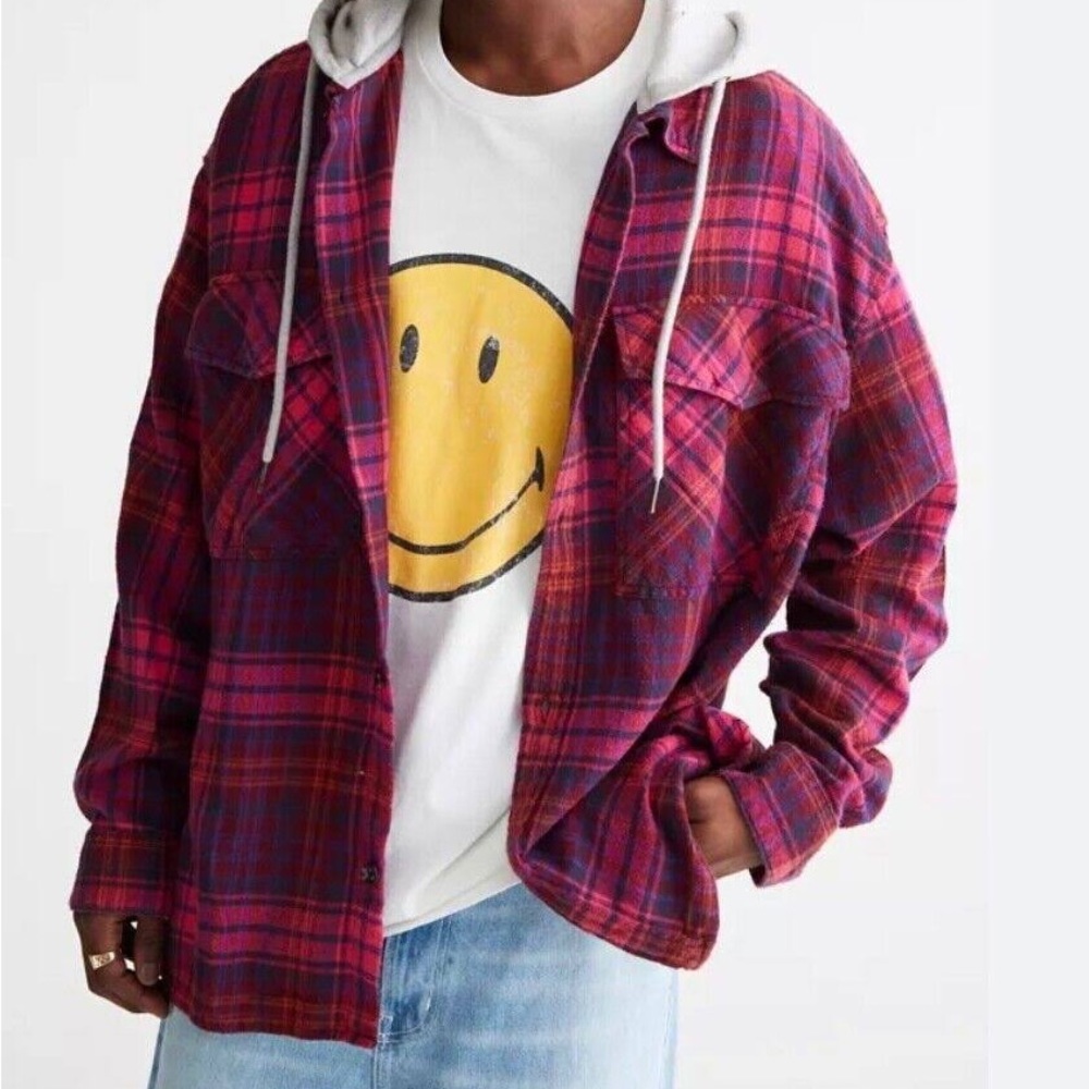 Urban outfitters hooded pocketed flannel